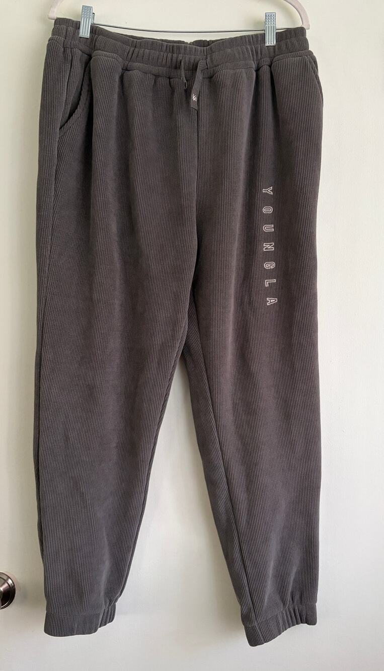 YoungLA Gray Corduroy Velvet Fleece Lined Joggers Sweatpants XXL